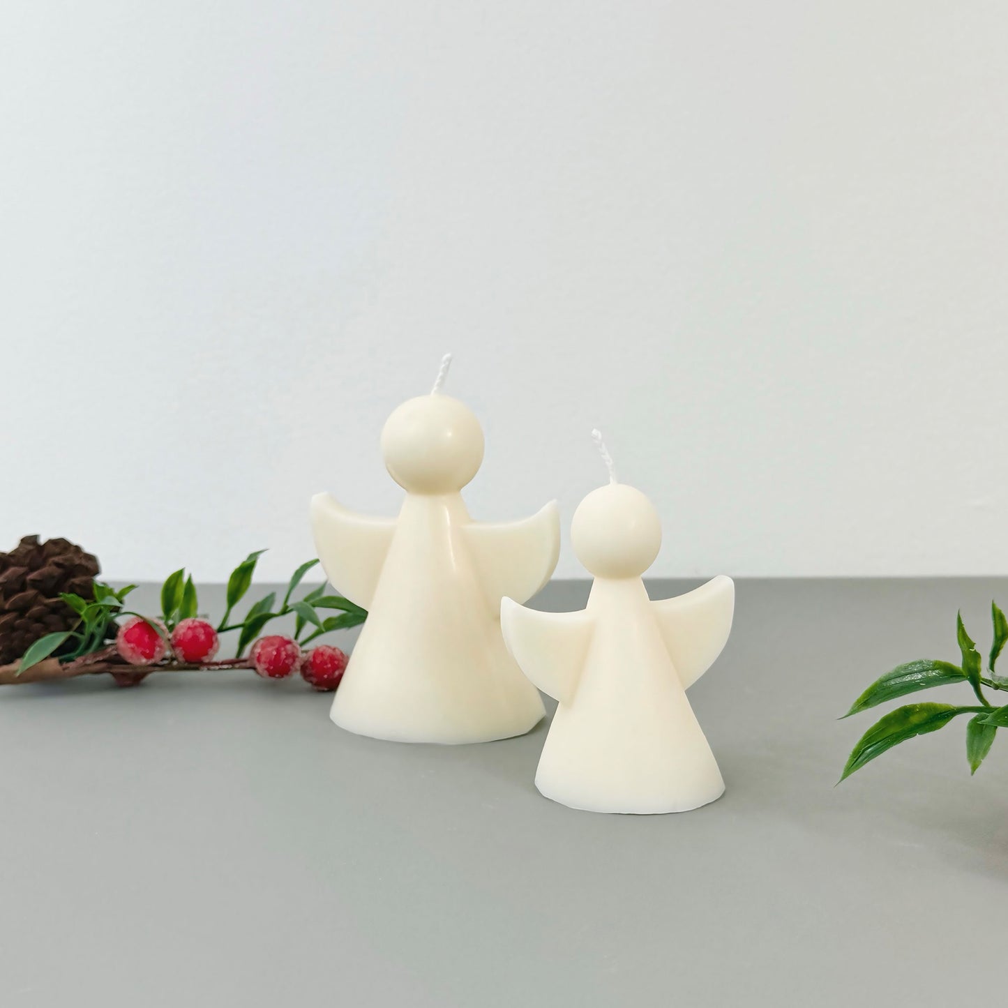 White Christmas Angel Candle - Christmas Fairy Decor - Christmas Candles