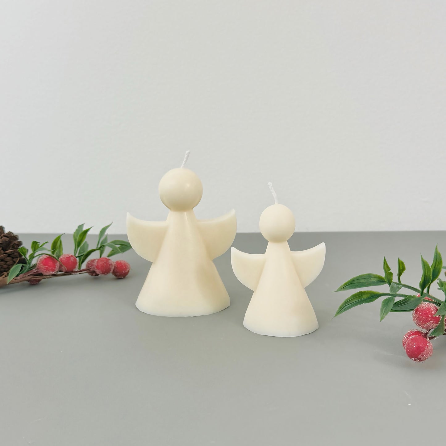 White Christmas Angel Candle - Christmas Fairy Decor - Christmas Candles