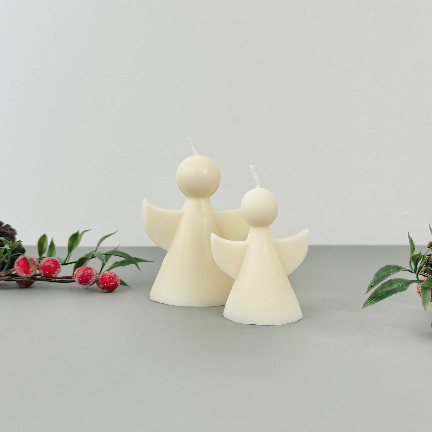 White Christmas Angel Candle - Christmas Fairy Decor - Christmas Candles
