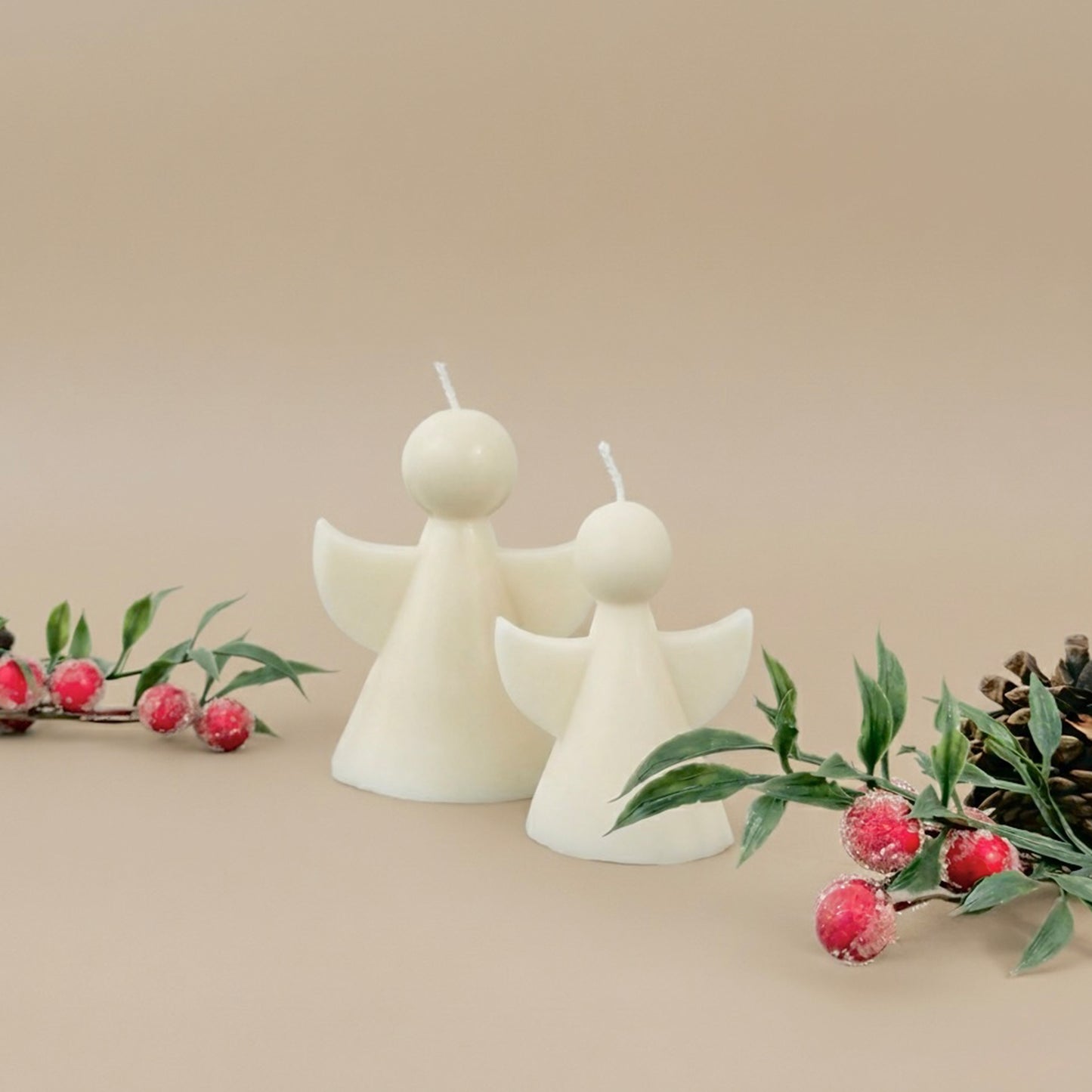 White Christmas Angel Candle - Christmas Fairy Decor - Christmas Candles