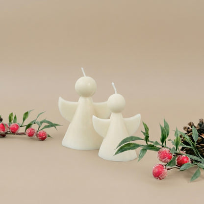 White Christmas Angel Candle - Christmas Fairy Decor - Christmas Candles