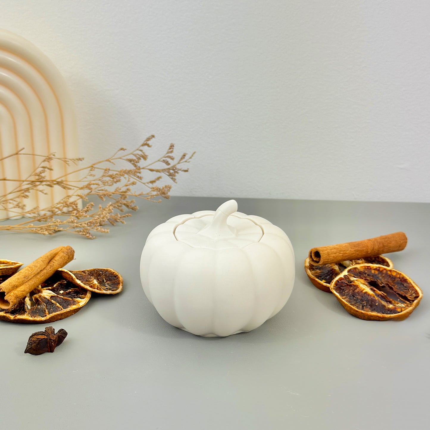 White Autumn Pumpkin Dish - Pumpkin Shaped Trinket Dish
