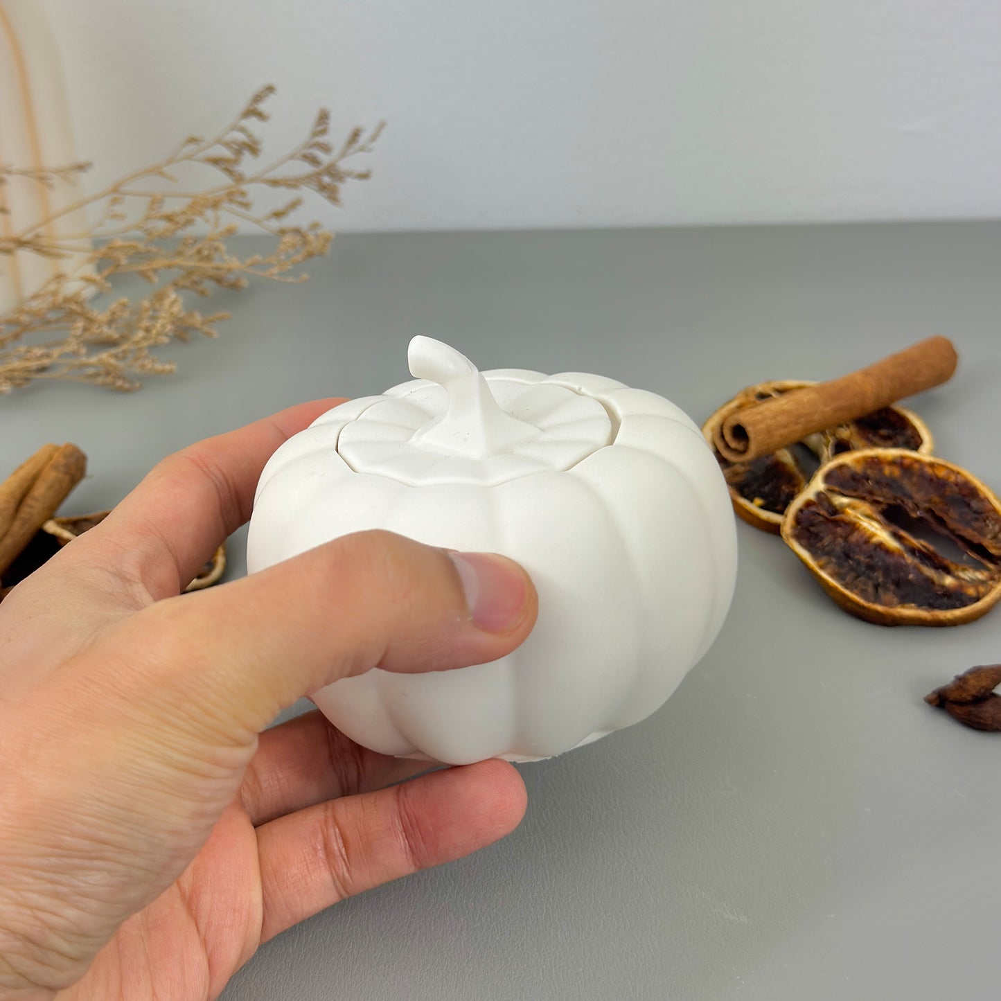 White Autumn Pumpkin Dish - Pumpkin Shaped Trinket Dish