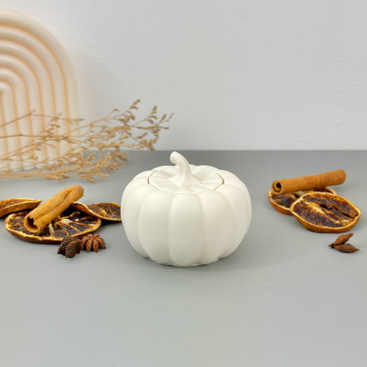 White Autumn Pumpkin Dish - Pumpkin Shaped Trinket Dish