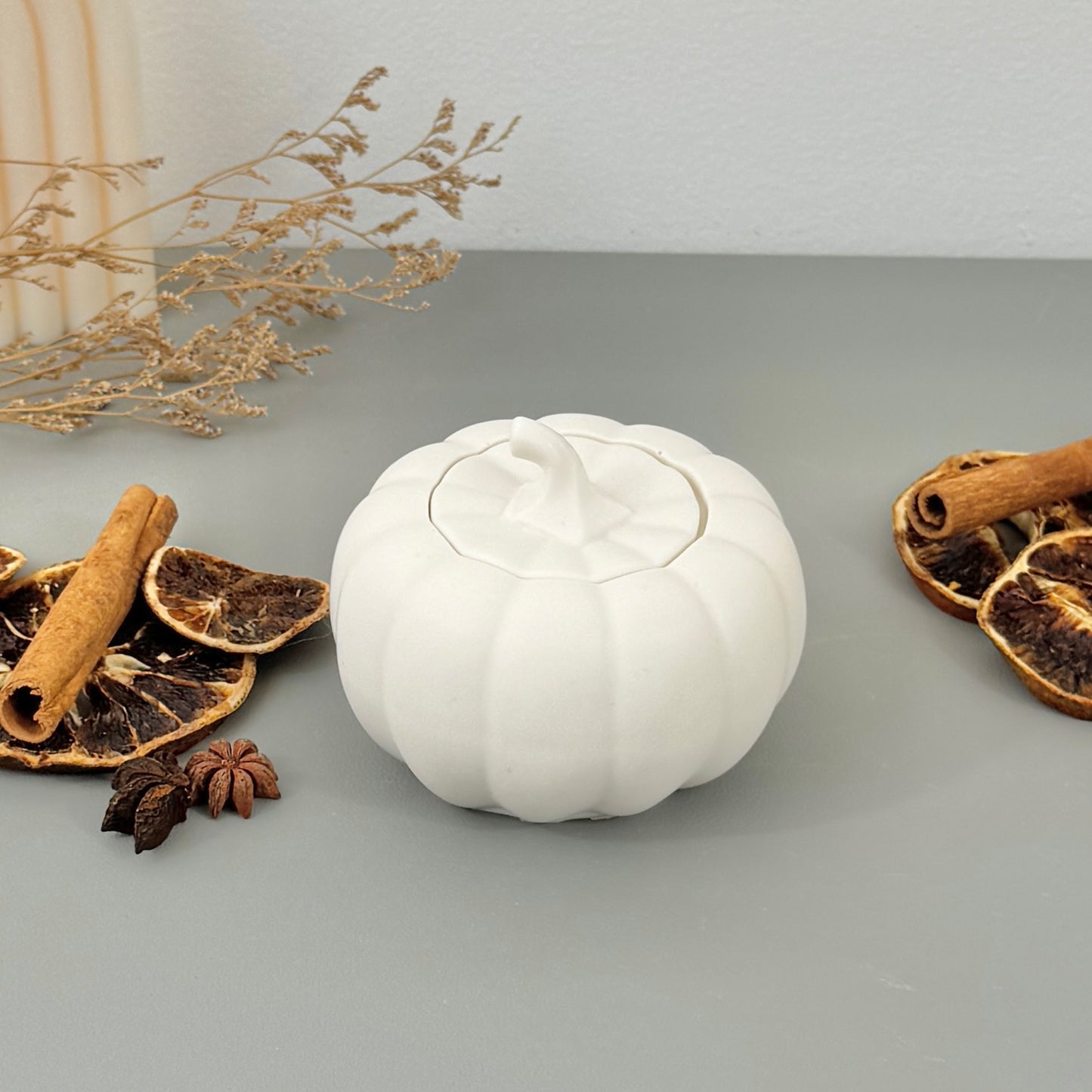 White Autumn Pumpkin Dish - Pumpkin Shaped Trinket Dish