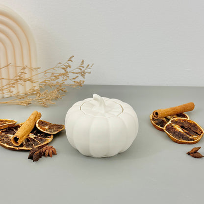 White Autumn Pumpkin Dish - Pumpkin Shaped Trinket Dish