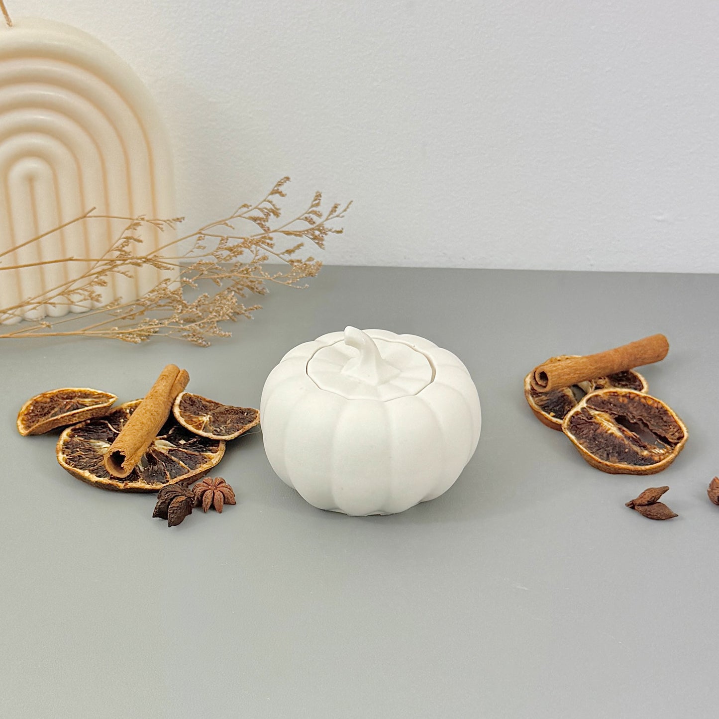 White Autumn Pumpkin Dish - Pumpkin Shaped Trinket Dish