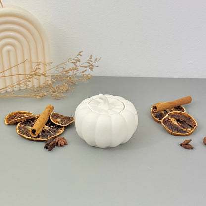 White Autumn Pumpkin Dish - Pumpkin Shaped Trinket Dish