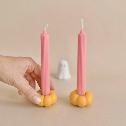 Yellow Mini Pumpkin Taper Candle Holder