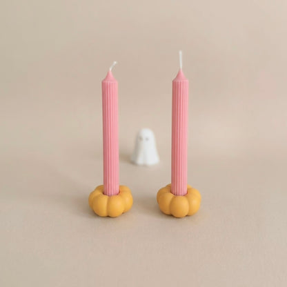 Yellow Mini Pumpkin Taper Candle Holder