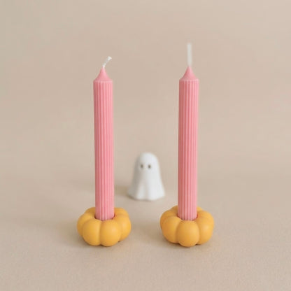 Yellow Mini Pumpkin Taper Candle Holder