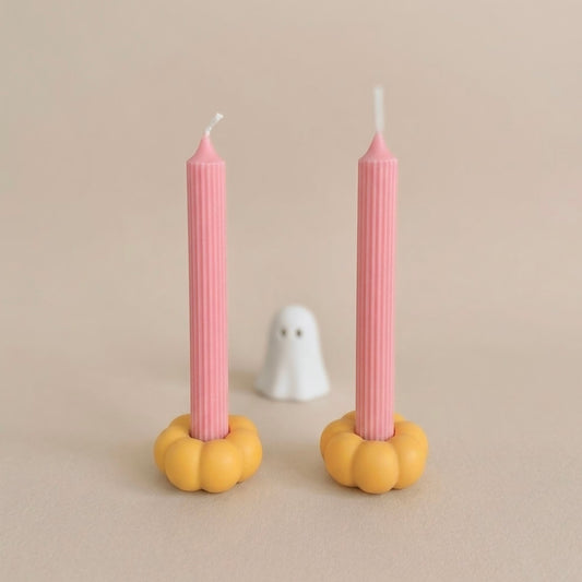 Yellow Mini Pumpkin Taper Candle Holder