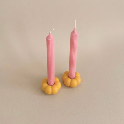 Yellow Mini Pumpkin Taper Candle Holder