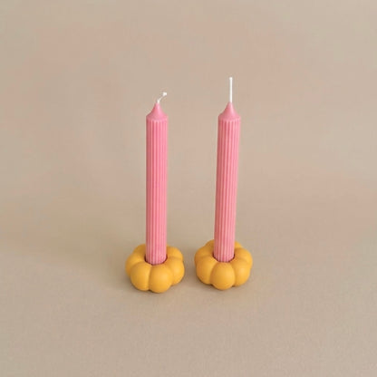 Yellow Mini Pumpkin Taper Candle Holder